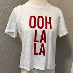5 a 7 cinq a sept white slub ooh la la red graphic tee T-shirt medium NWT